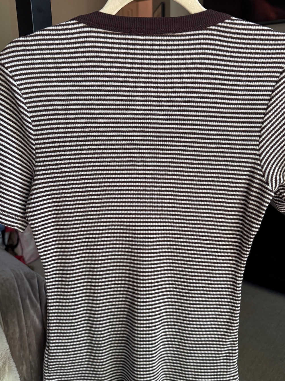 Truth Brown and White Striped Henley Tee - Picture 6 of 6